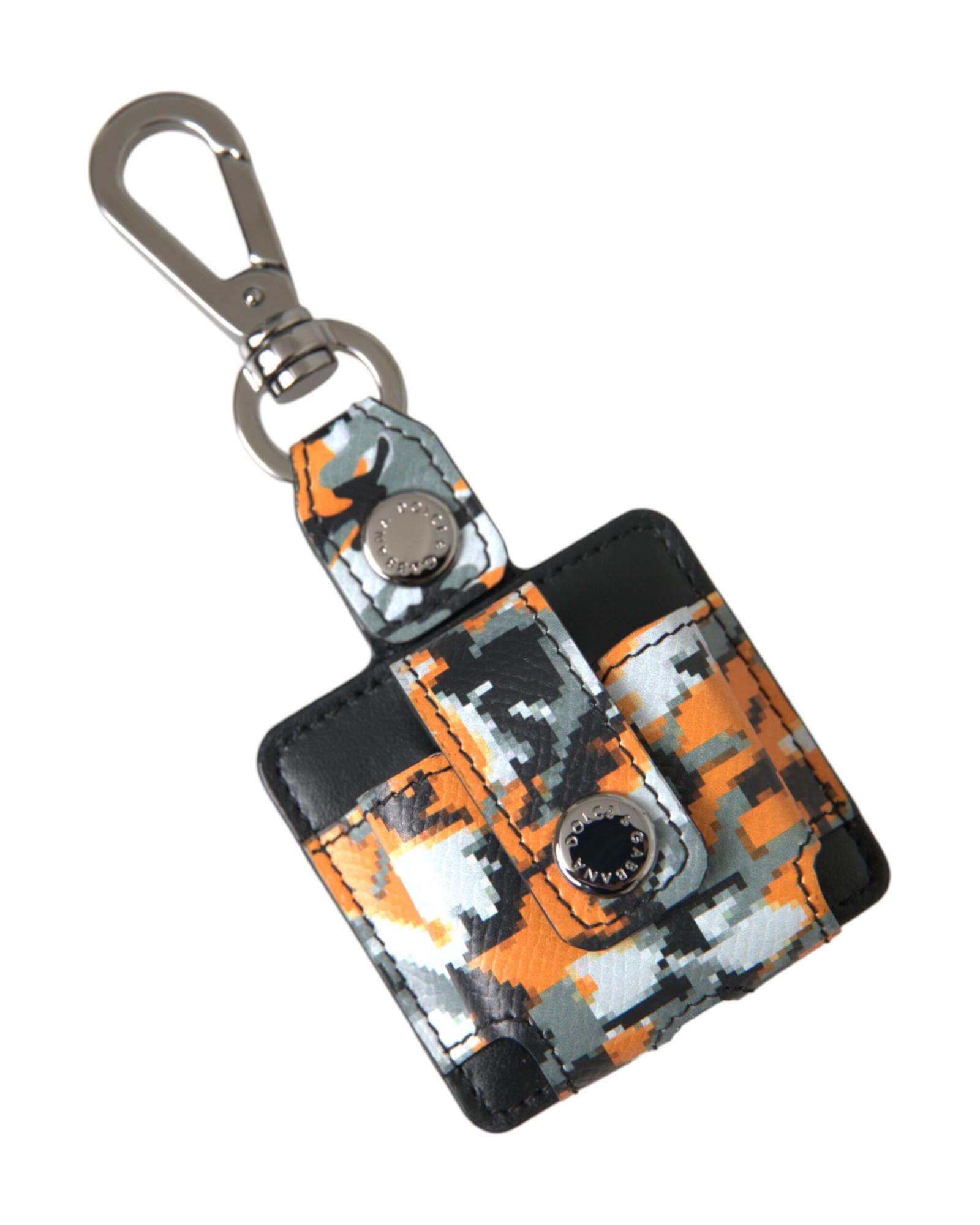 V539-SMY10264-202506180622-00 Dolce & Gabbana Women's Multicolor Camouflage Print Leather Logo Metal Airpods Case - One Size - Image 1