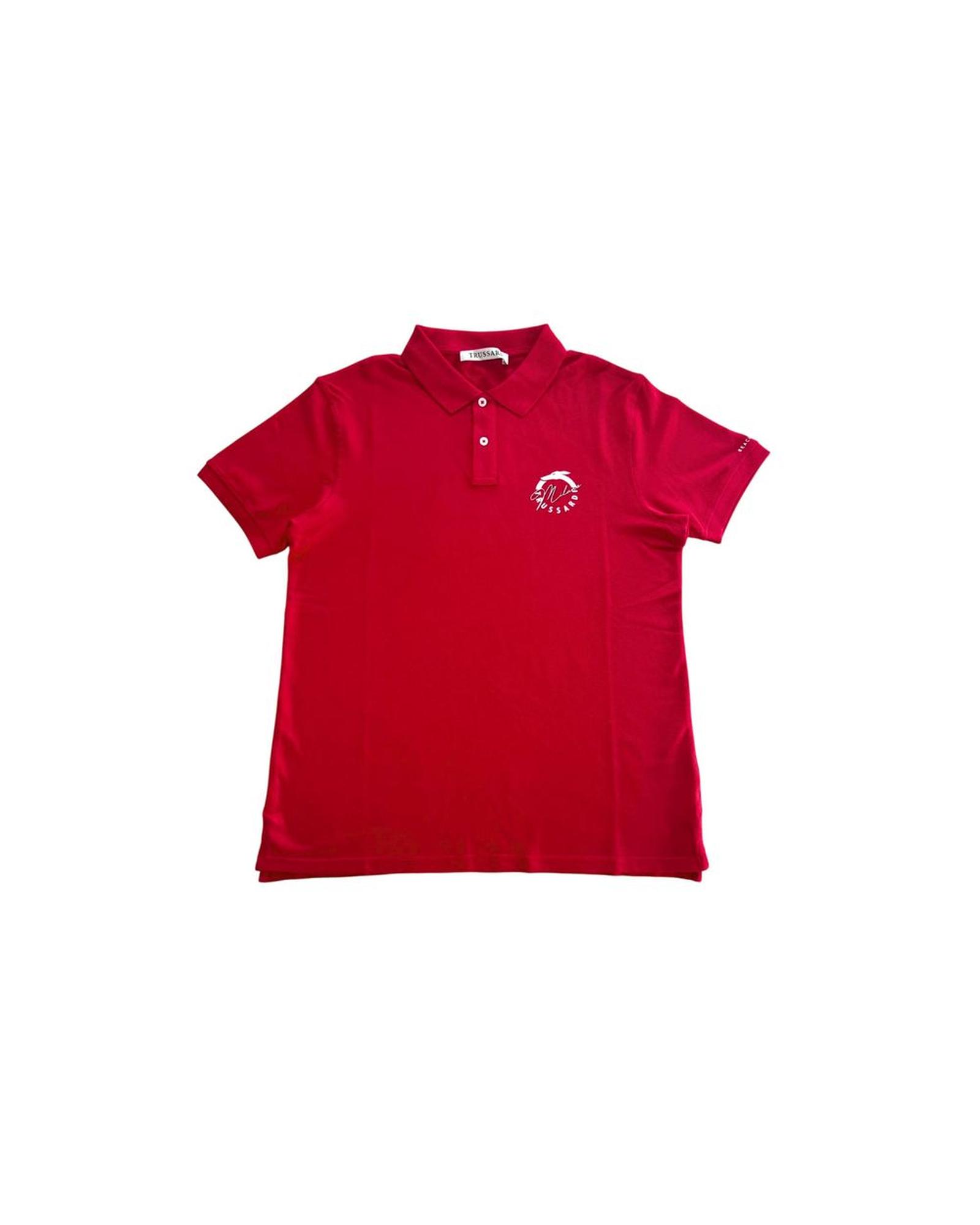 V539-TR-24810-M-202506181045-00 Trussardi Beachwear Men's Red Cotton Polo Shirt - M - Image 1