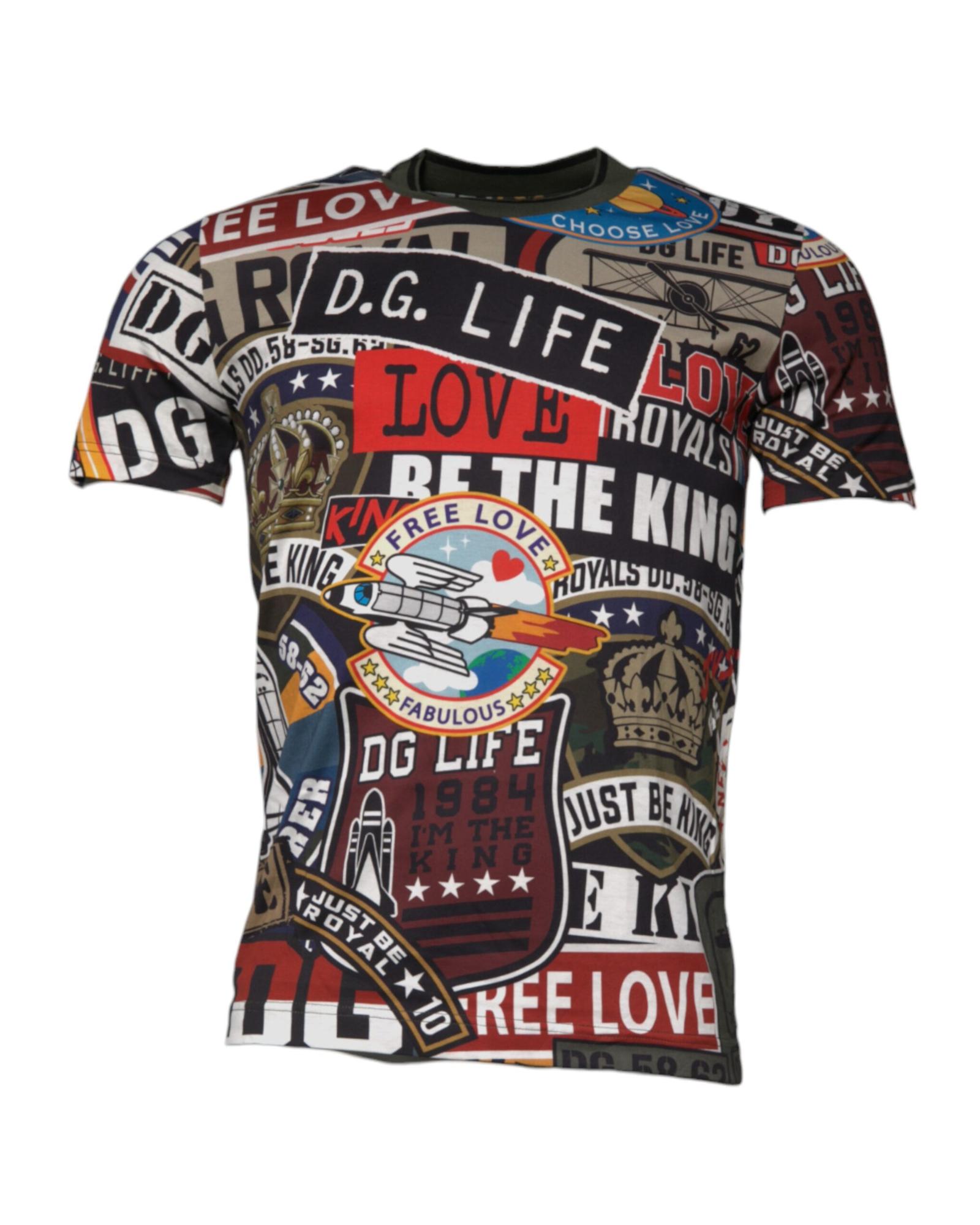 V539-TSH878502-50-202506181147-00 Dolce & Gabbana Men's Multicolor Graphic Print Cotton Crew Neck T-shirt - 50 IT - Image 1
