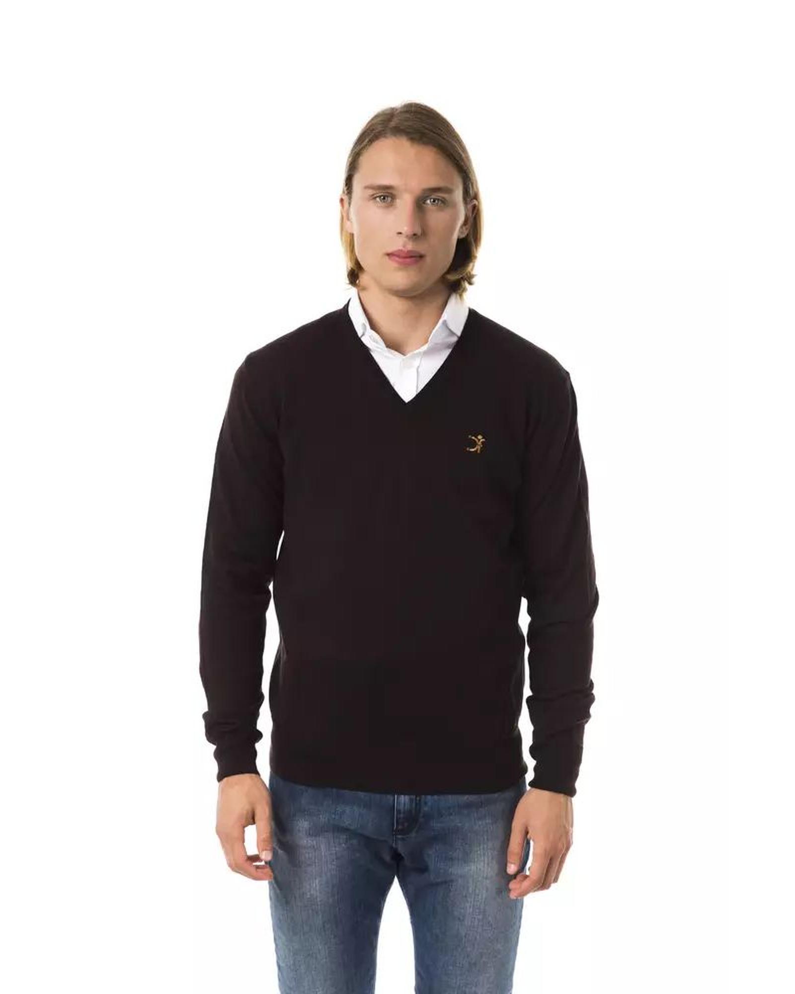 V539-UO-17055-M-202509010855-00 Embroidered V-neck Sweater in Extrafine Wool Merinos M Men - Image 1