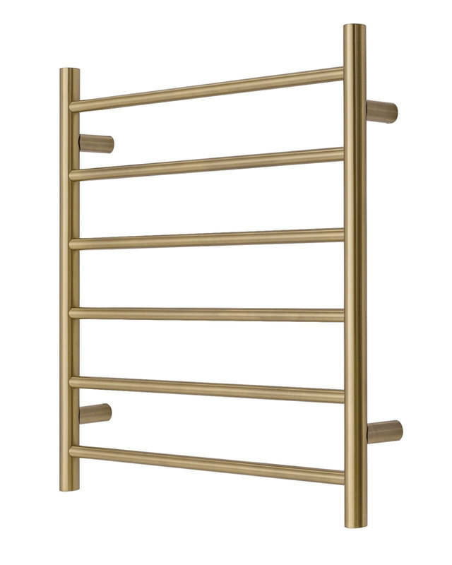 V549-6562ROUNDGOLD-109789-00 Premium Brushed Gold Towel Rack - 6 Bars, Round Design, AU Standard, 650x620mm Wide - Image 1
