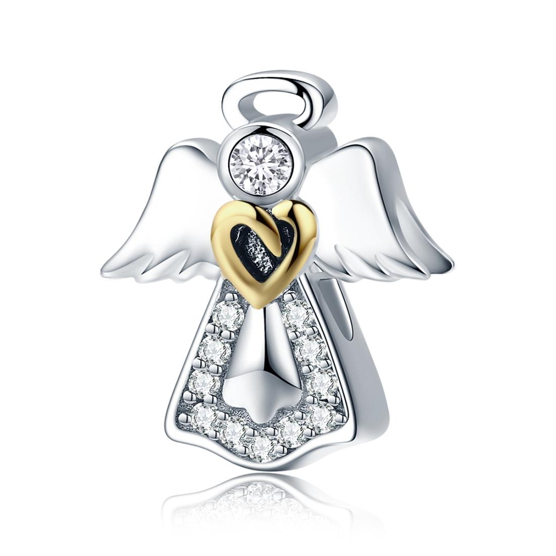 V562-00086240DBT-202504111910-00 925 Sterling Silver Guardian Angel Diamond Pendant For Diy Bracelets - Image 1