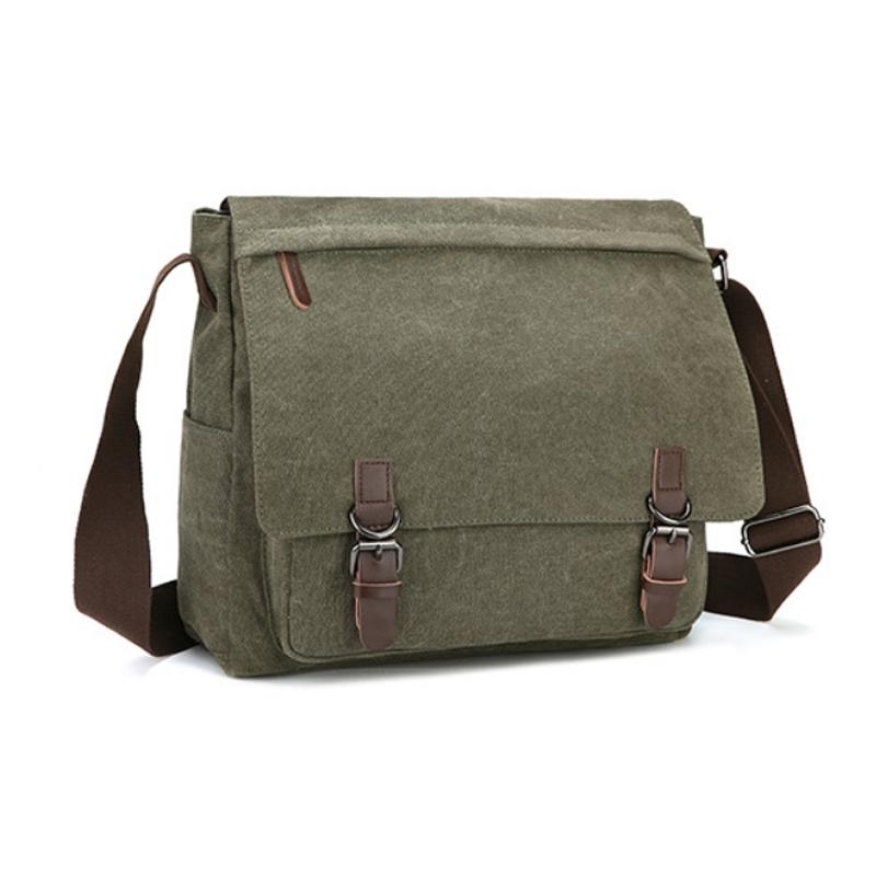 V562-1195023060DBT-202505191513-00 Green Canvas Business Messenger Bag Medium - Image 1