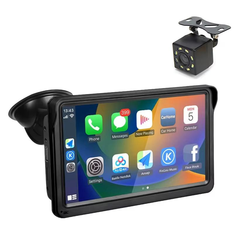 V562-2042055060DBT-202504021906-00 7 Inch Bluetooth 5.0 Carplay Monitor - Portable Compatible With Most Vehicles - Display + Camera - Image 1