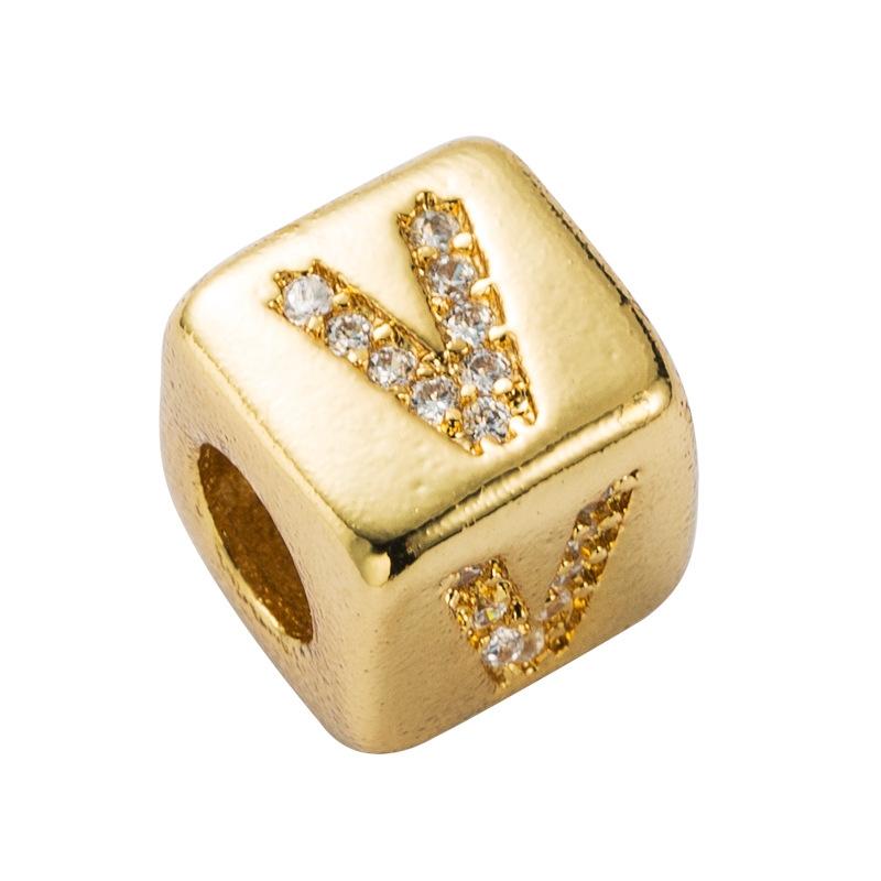 V562-2200396240DBT-202504111511-00 Brass Micro Inlaid Couple Red String Bracelet English Letter Beads Diy Jewelry Style - V - Image 1