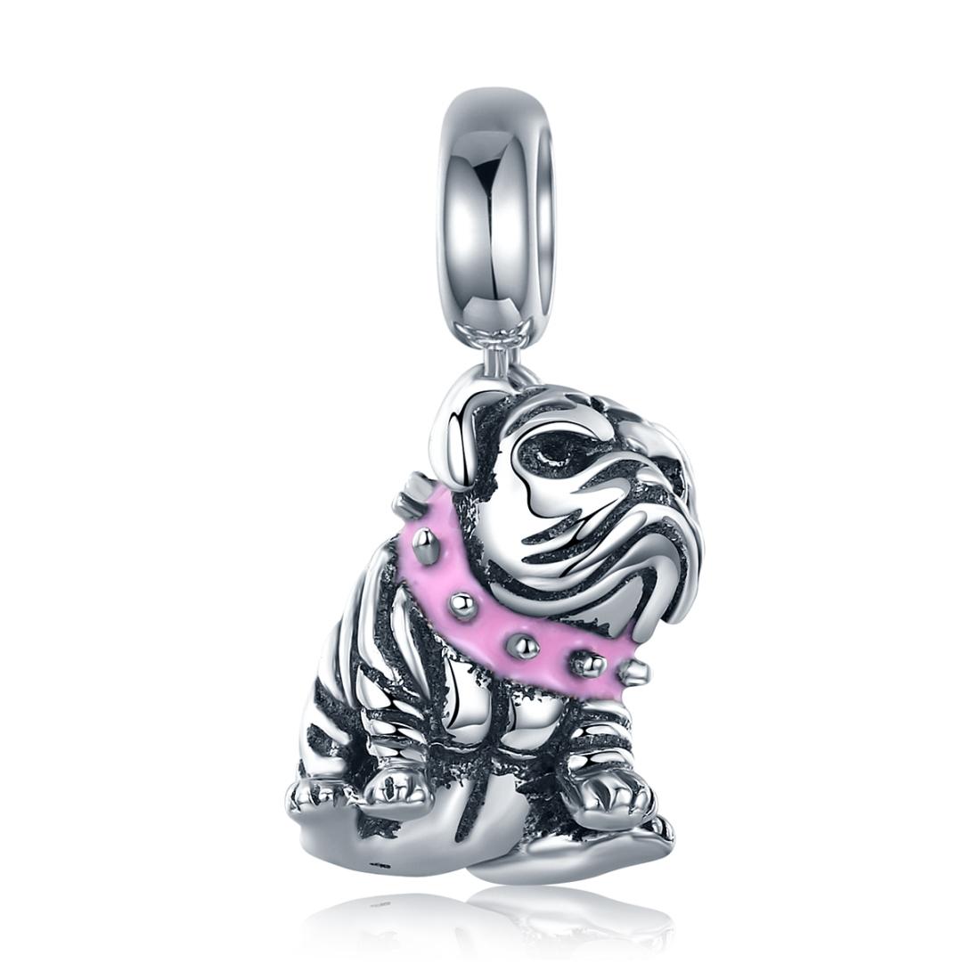 V562-34086240DBT-202504111510-00 925 Sterling Silver Bulldog Beaded Charm Bracelet - Image 1
