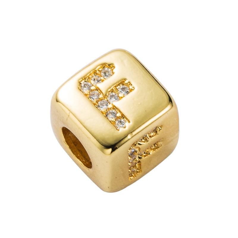 V562-6000396240DBT-202504111916-00 Brass Micro Inlaid Couple Red String Diy Bracelet English Letter Beads Style - F - Image 1