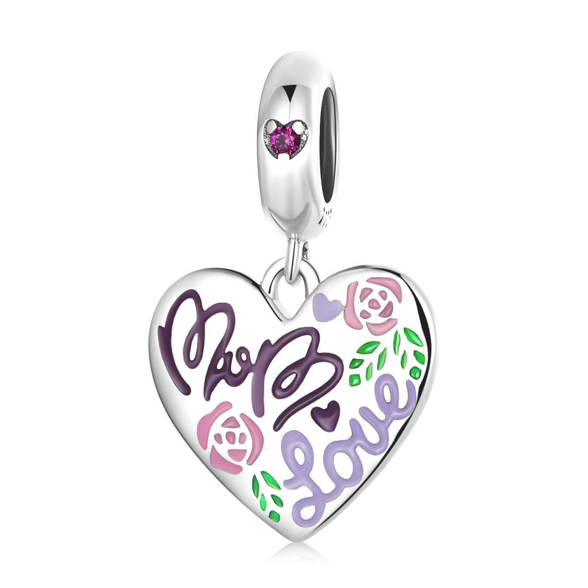 V562-6119200ADE-202504111610-00 925 Sterling Silver Colorful Doodle Heart Pendant For Diy Bracelet Or Necklace - Image 1