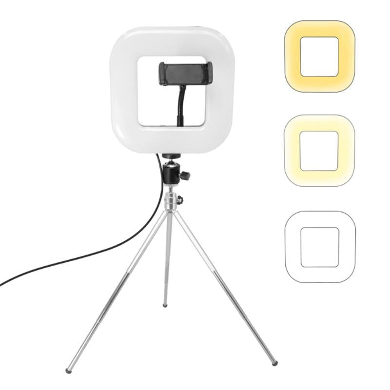 V562-657400AYS-202503062130-00 28cm Dimmable Led Square Light with Tripod for Mobile Phone Live Streaming - Image 1