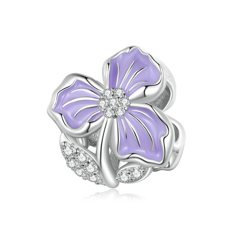 V562-94073060DBT-202504111832-00 925 Sterling Silver Purple Flower Beads For Diy Bracelets - Image 1