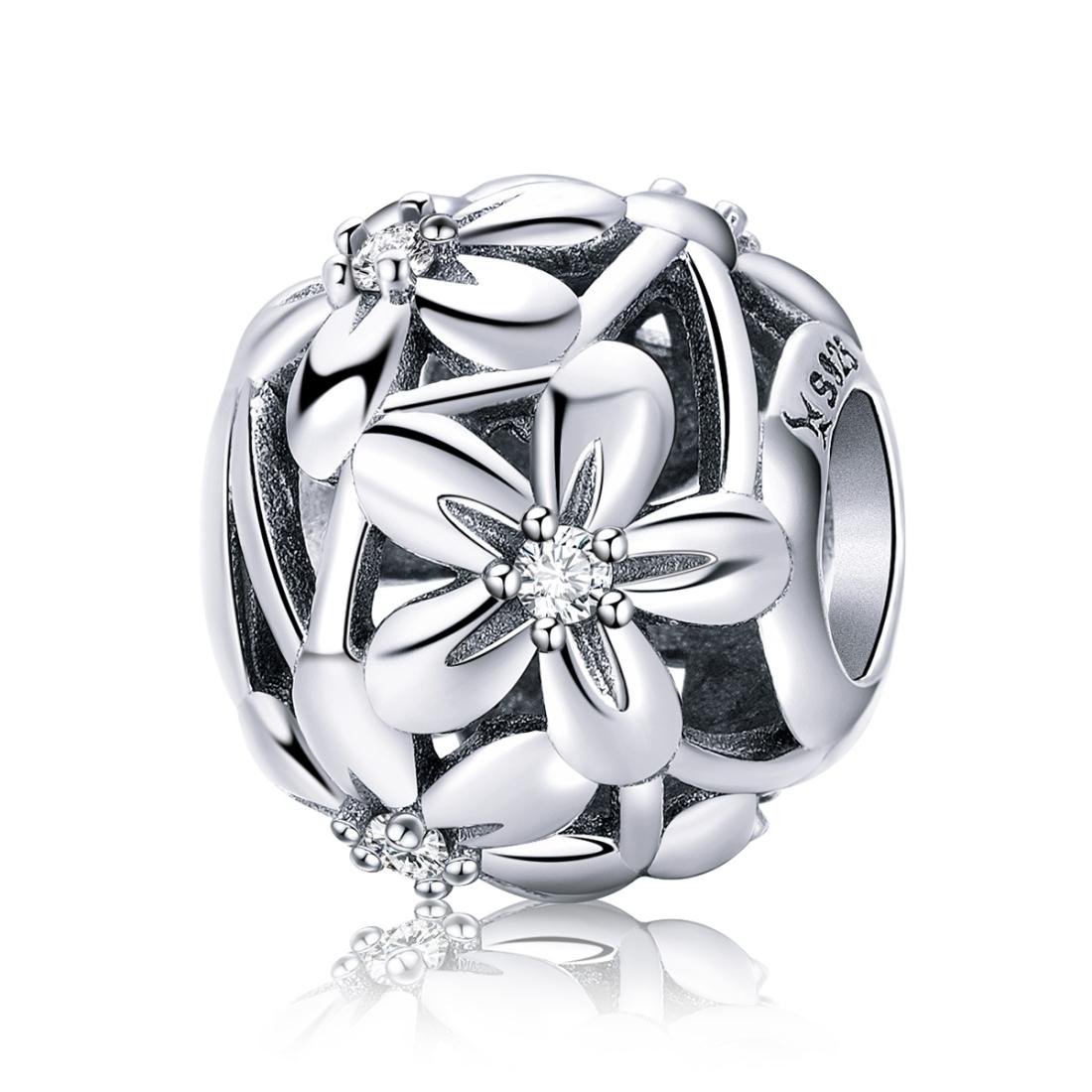 V562-96386240DBT-202504111821-00 925 Sterling Silver Flower Shaped Beads For Diy Bracelets - Image 1