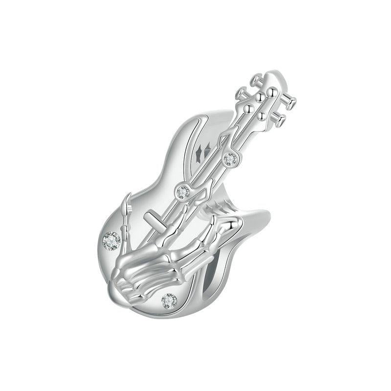 V562-A1003325060DBT-202504112035-00 925 Sterling Silver Platinum Plated Skull Bass Pendant - Image 1