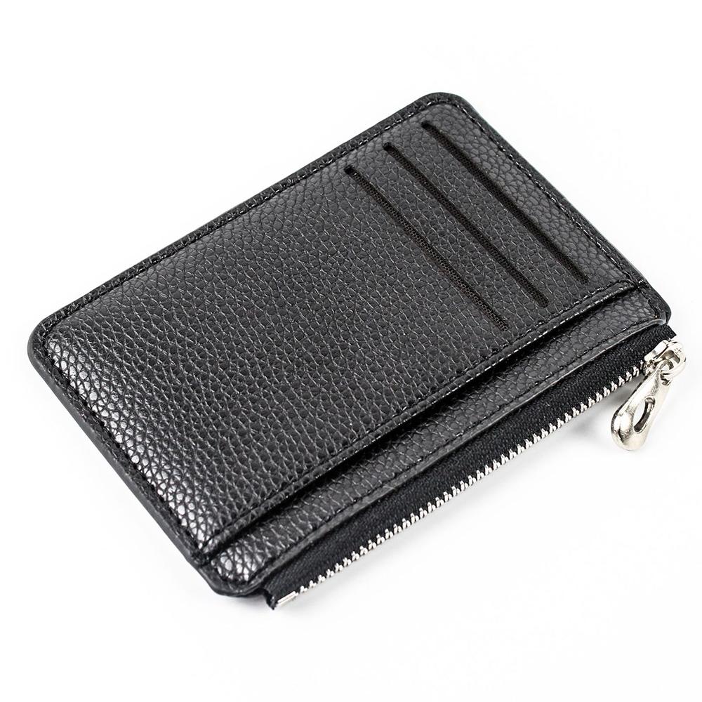 V562-A1013074060DBT-202503280305-00 Multi Slot Zipper Card Holder Large Capacity Ultra Thin Coin Purse - Black - Image 1