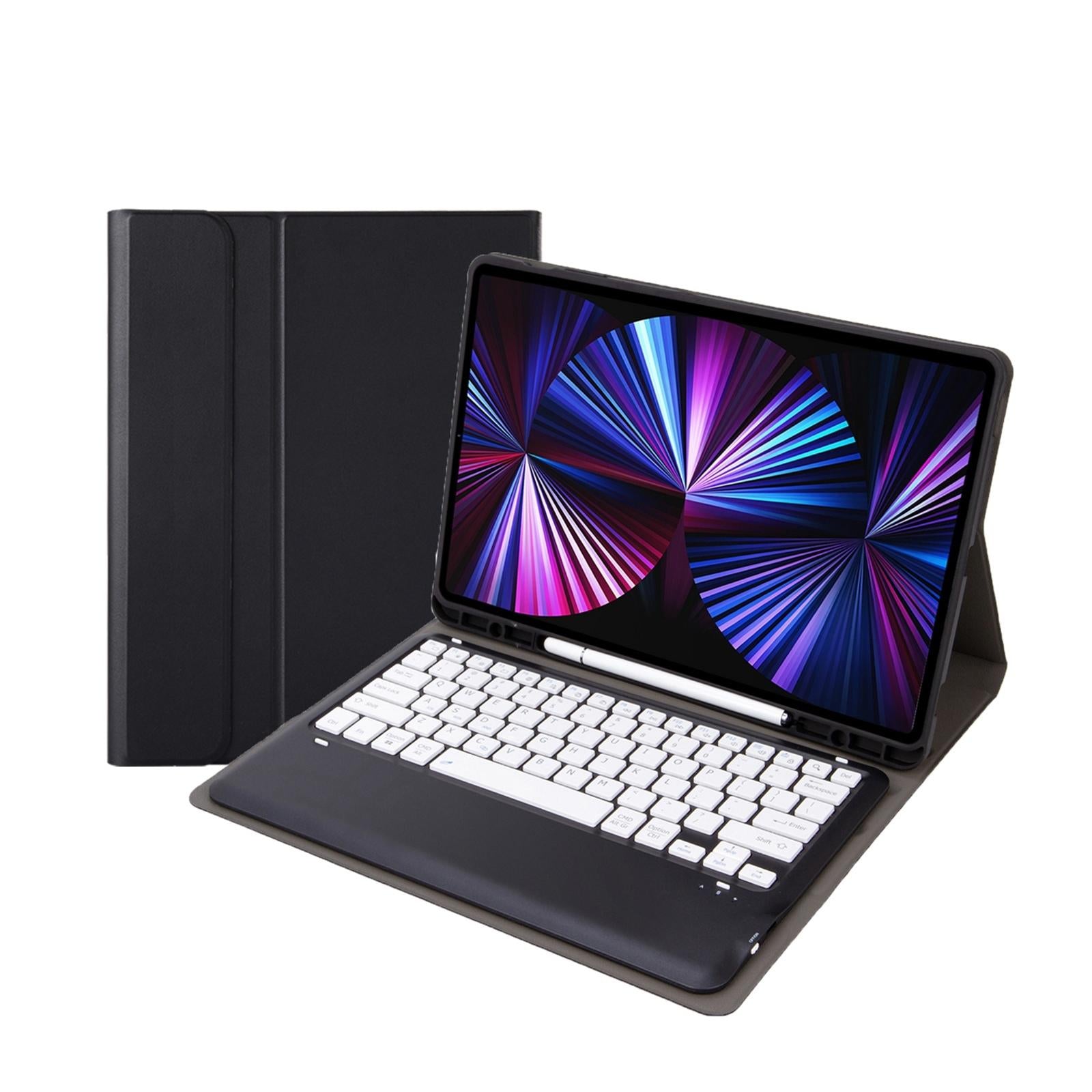 V562-A101499200ADE-202504291932-00 Detachable Bluetooth Keyboard Leather Case For Ipad Pro 12.9 2021 / 2020 / 2018 With Pen Slot - Black - Image 1