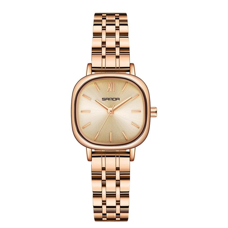 V562-A102010200ADE-202502241735-00 Women Oval Dial Quartz Watch with Simple Bar Scale - Steel Belt Rose Gold - Image 1