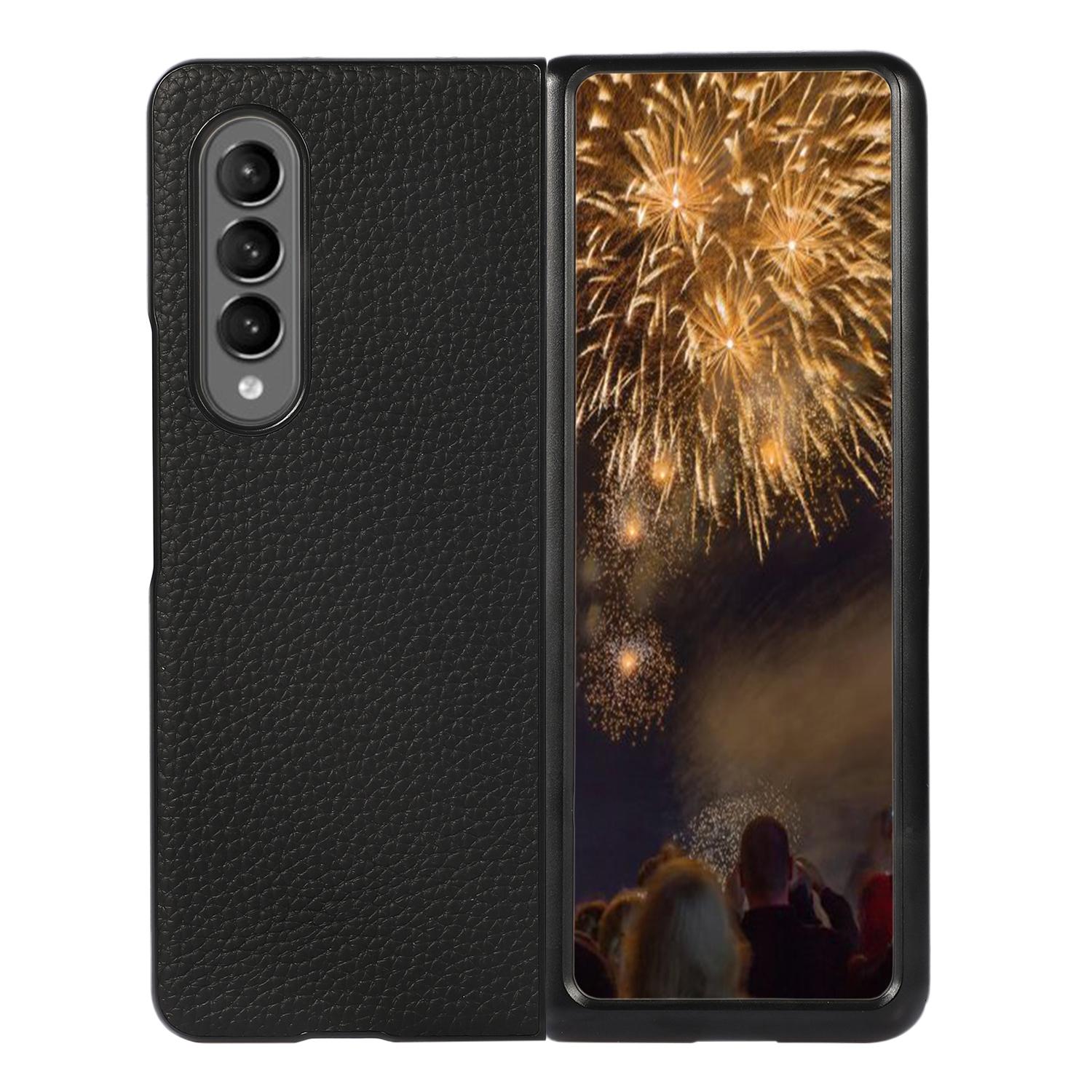 V562-A102370300ADE-202505291307-00 For Samsung Galaxy Z Fold4 5G Litchi Texture Case - Two Tone - Black - Image 1