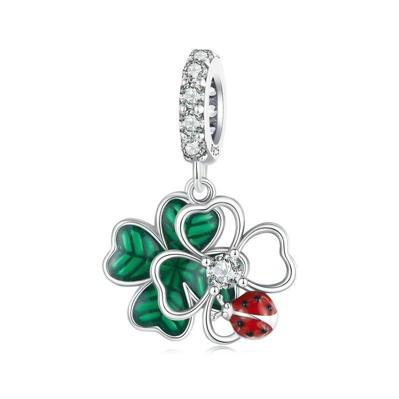 V562-A1026244060DBT-202504111945-00 925 Sterling Silver Four Leaf Clover Ladybug Pendant In - Image 1