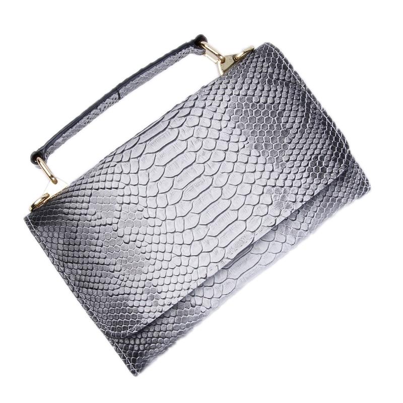 V562-A1059823060DBT-202504251605-00 Versatile Lady Crossbody Wrist Bag - Multi-functional - Snake Pattern Gray White - Image 1