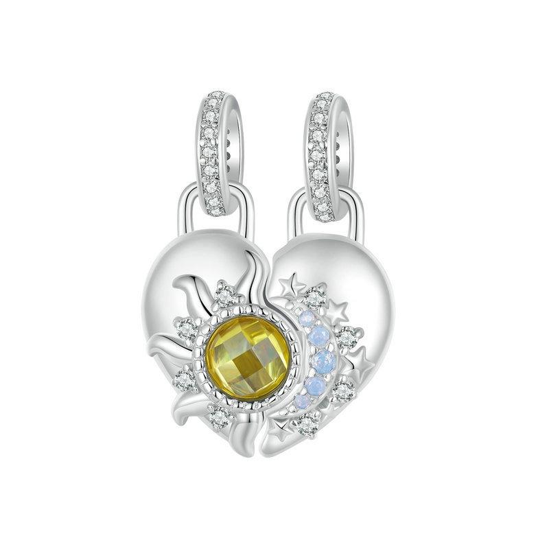 V562-A1060715060DBT-202504111820-00 925 Sterling Silver Detachable Sun Moon Heart Pendant - Image 1