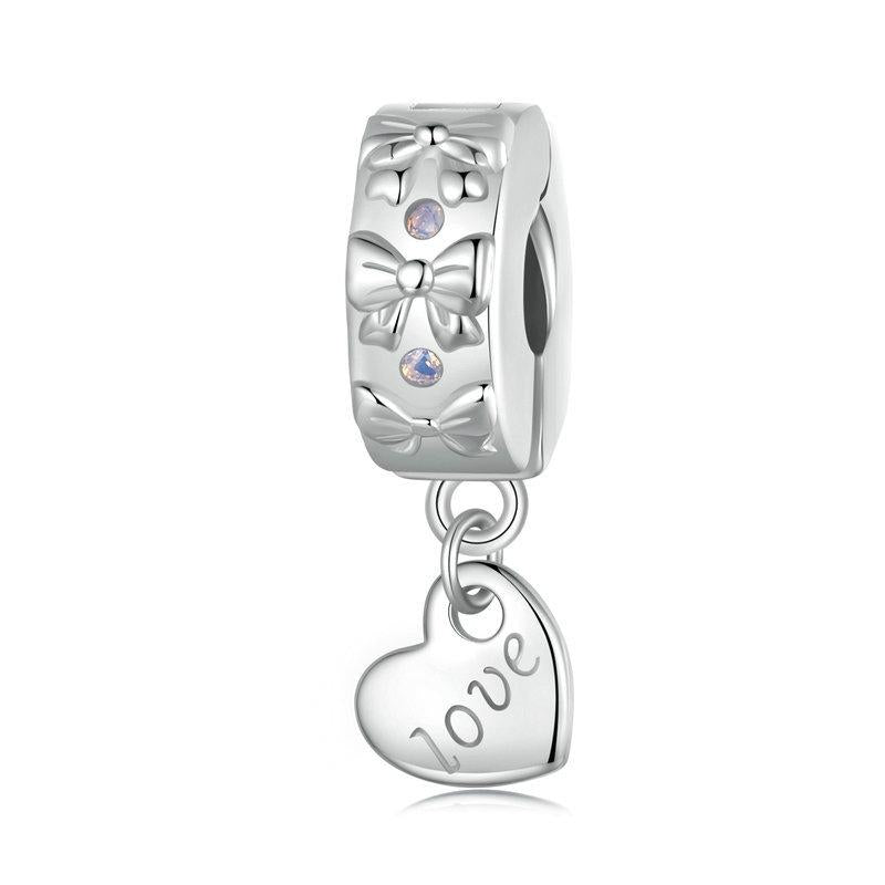 V562-A1073245060DBT-202504111836-00 925 Sterling Silver Platinum Plated Bow Heart Bracelet With Beads - Image 1