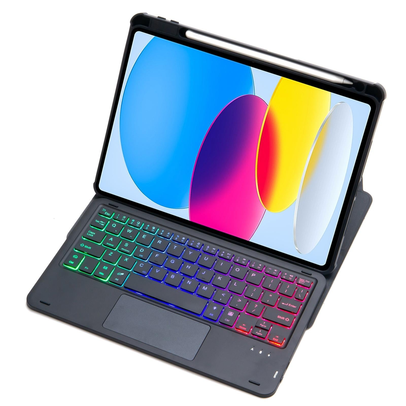 V562-A108117400ADE-202504292025-00 360 Rotation Bluetooth Keyboard Leather Case For Ipad 10.9 2022 With Touch Control And Backlight - Black - Image 1