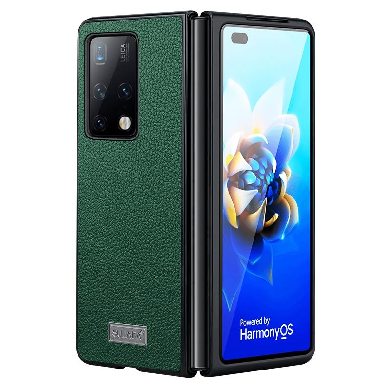 V562-A108645300ADE-202503211441-00 For Samsung Galaxy Z Fold4 5G Handmade Leather Shockproof Tpu Case - Green - Image 1
