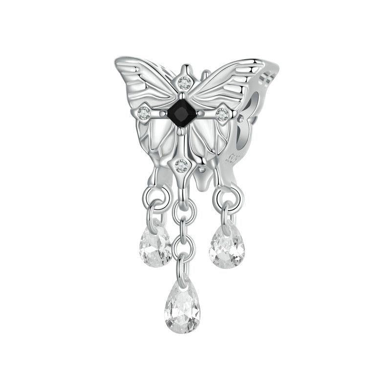 V562-A1092325060DBT-202504111935-00 925 Sterling Silver Platinum Plated Butterfly Tassel Pendant - Image 1