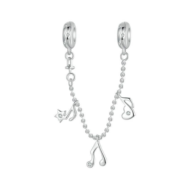 V562-A1094325060DBT-202504111822-00 925 Sterling Silver Platinum Plated Note Safety Chain Pendant - Image 1