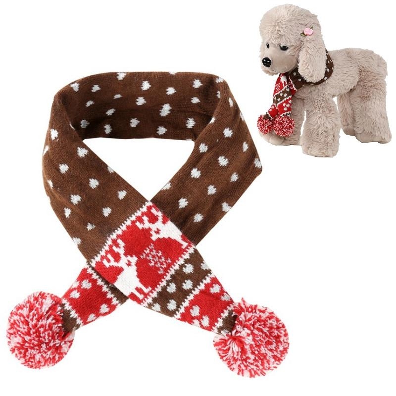 V562-A2009221450DBT-202503201716-00 Christmas Pet Scarf Autumn And Winter Warm Elk Christmas Dog Scarf - Size M Brown - Image 1