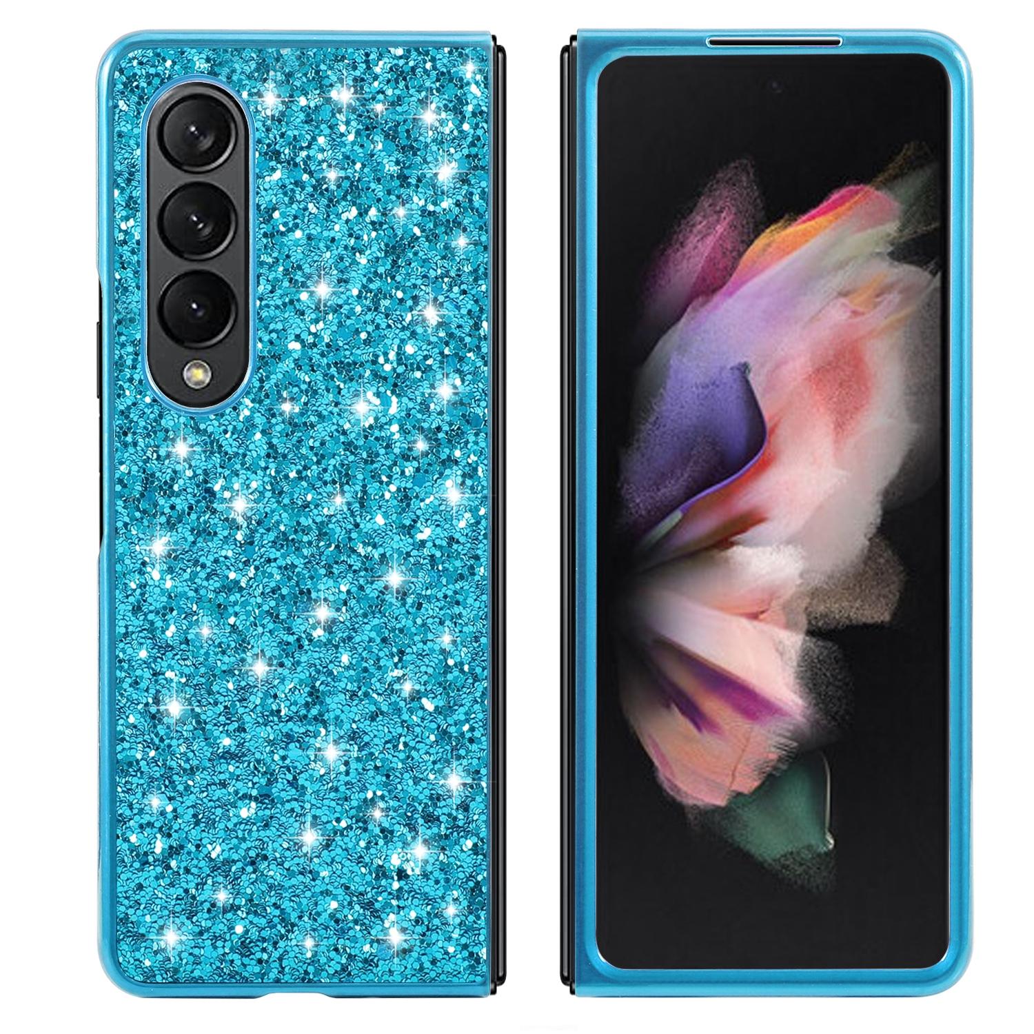 V562-B100255300ADE-202503211435-00 For Samsung Galaxy Z Fold4 5G Glitter Tpu Shockproof Case - Blue - Image 1