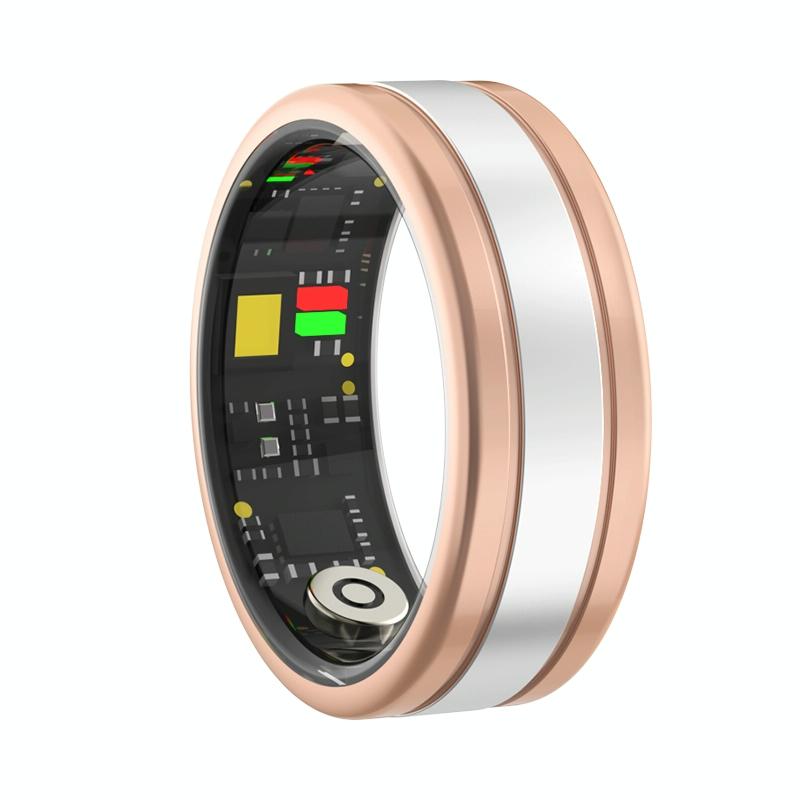 V562-B101956200AYS-223612-00 Smart Ring With Heart Rate Blood Oxygen Sleep Tracking - R18 Size 9 - Gold - Image 1