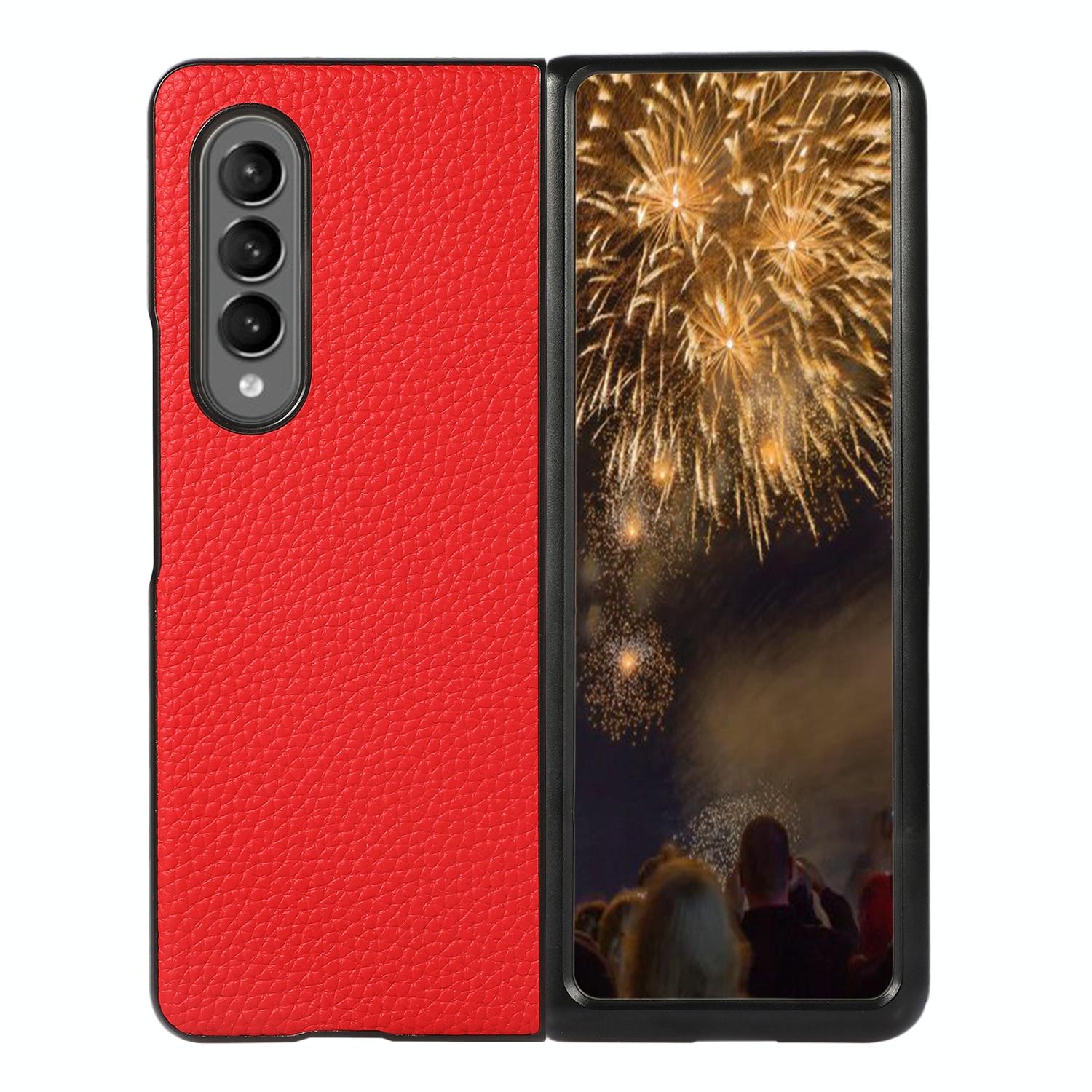 V562-B102370300ADE-202505291307-00 For Samsung Galaxy Z Fold4 5G Litchi Texture Case - Two Tone - Red - Image 1