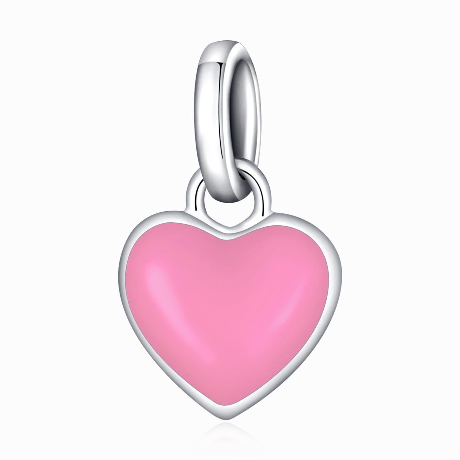 V562-B102729200ADE-202504111926-00 925 Sterling Silver Heart Pendant For Diy Bracelets & Necklaces - Pink - Image 1