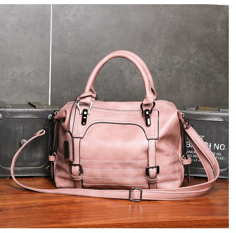 V562-B1035732060DBT-202503041336-00 Soft Faced Casual Handbag - Large Diagonal Shoulder Bag - Pink - Image 1