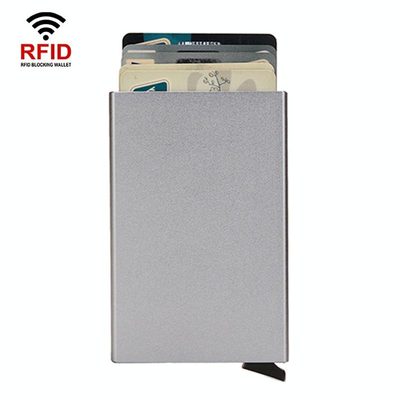 V562-B1066593060DBT-227048-00 Metal Rfid Card Holder Wallet - Compact Design - Light Grey - Image 1
