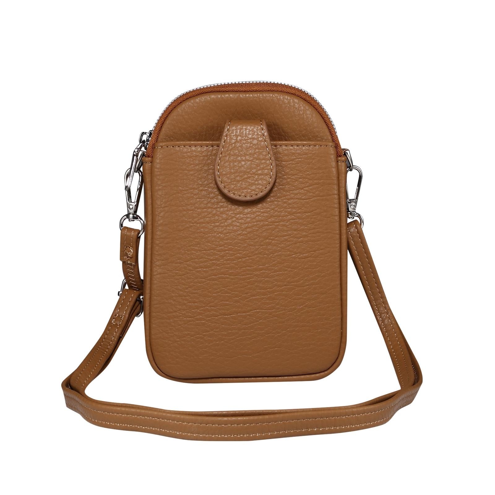 V562-B107672600ADE-202509011154-00 Litchi Texture Phone Crossbody Bag Leather Case For 5.5 Inch - 7.2 Inch Phones - Brown - Image 1