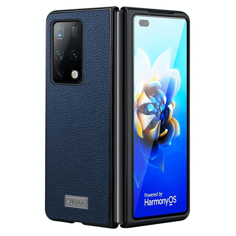 V562-B108645300ADE-202503211441-00 For Samsung Galaxy Z Fold4 5G Handmade Leather Shockproof Tpu Case - Blue - Image 1