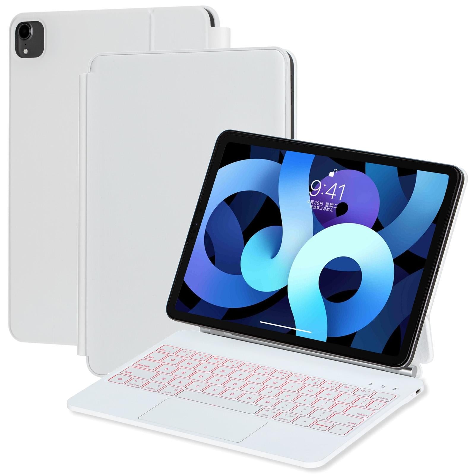 V562-B108764600ADE-202504292026-00 Bluetooth Keyboard Leather Case For Ipad Air / Pro 11 2022 / 2024 - 10.9 Touch Pad - White - Image 1