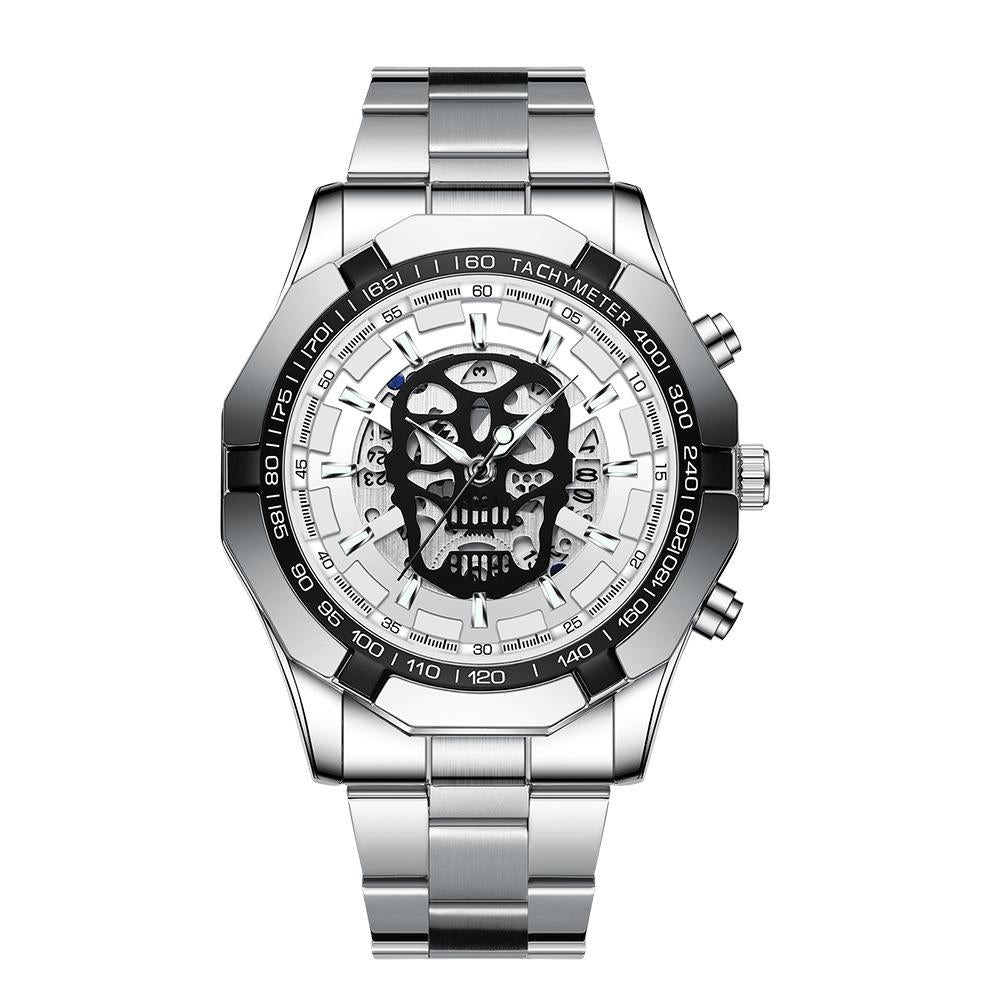 V562-B1097343060DBT-202504161906-00 Waterproof Luminous Skeleton Watch - 30m - White Steel White - Image 1