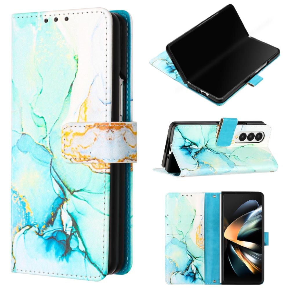 V562-B205387300ADE-202503211511-00 For Samsung Galaxy Z Fold4 5G Marble Leather Flip Case - Green Ls003 - Image 1