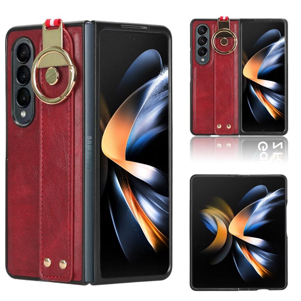 V562-B404419400ADE-202504292105-00 For Samsung Galaxy z Fold4 5G Leather Wristband Phone Case - Back Cover - Red - Image 1