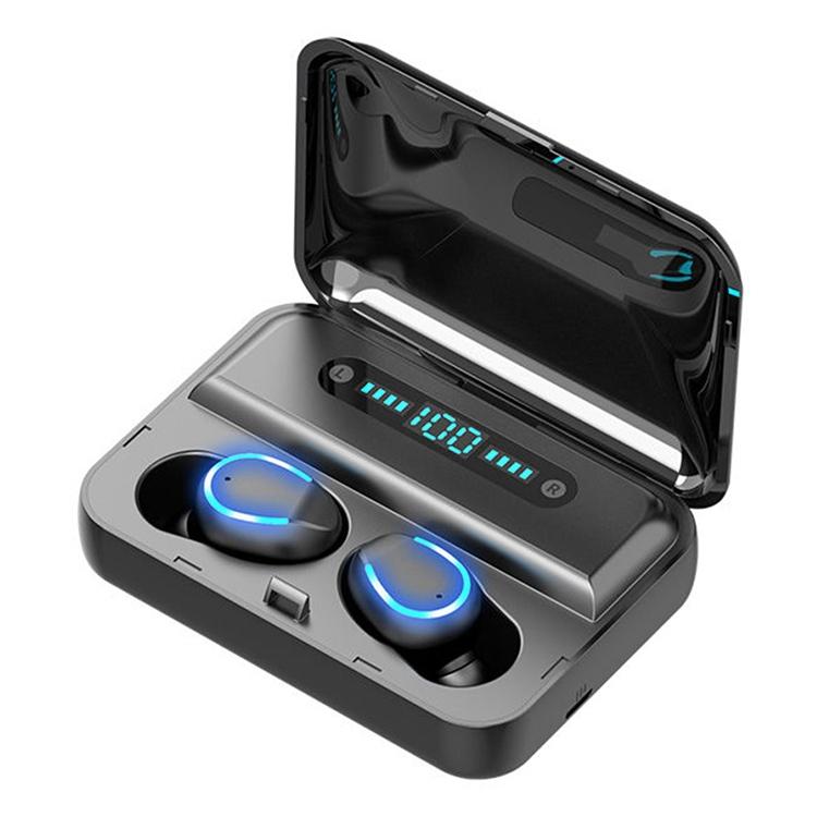 V562-B6601D6PI-202505222043-00 Touch Bluetooth Earphones with Noise Reduction & Breathing Light Digital Display and Charging Box - Black - Image 1