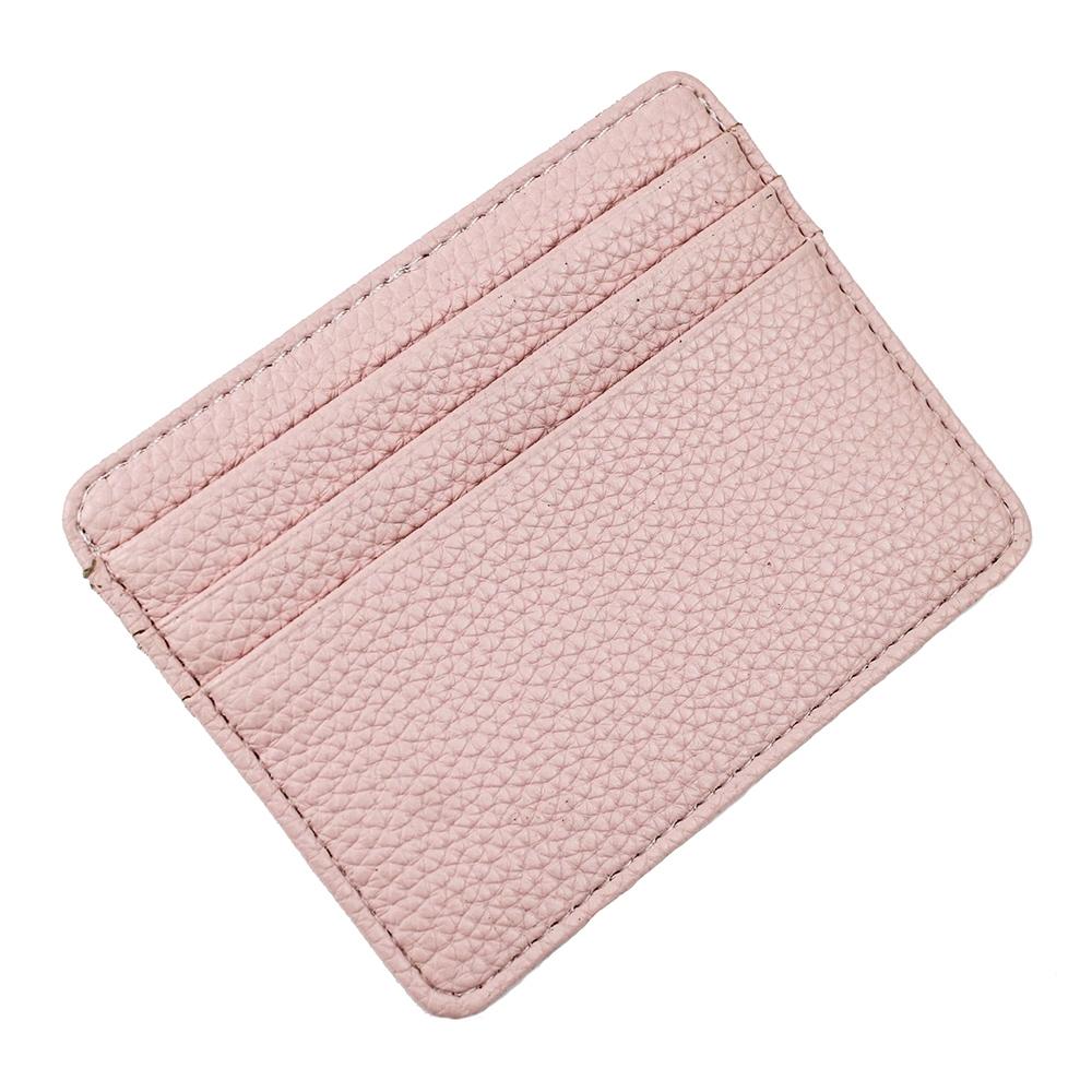 V562-C1053074060DBT-202503280236-00 Lychee Pattern Mini Card Holder Multi Card Slots Ultra Thin Coin Purse - Pink - Image 1