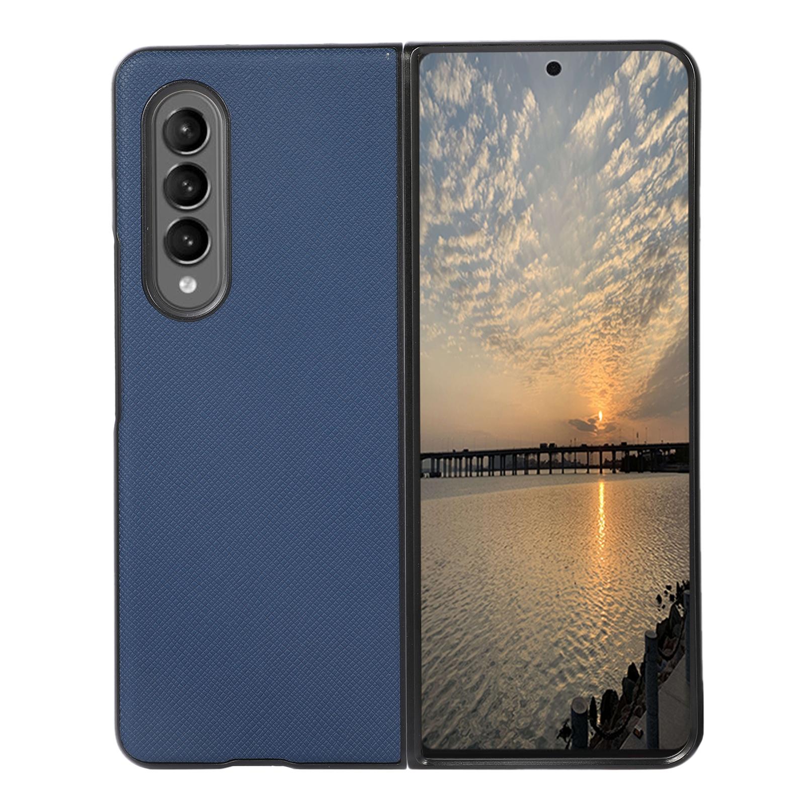 V562-C105370300ADE-202504292118-00 For Samsung Galaxy Z Fold4 5G Fold 4 Cross Texture Pu Leather Case - Blue - Image 1