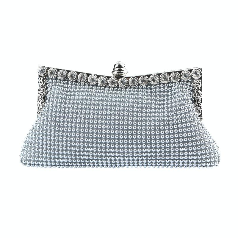 V562-C1076184060DBT-202503041340-00 Rhinestone Evening Clutch for Ladies - Beaded Banquet Bag - Silver - Image 1