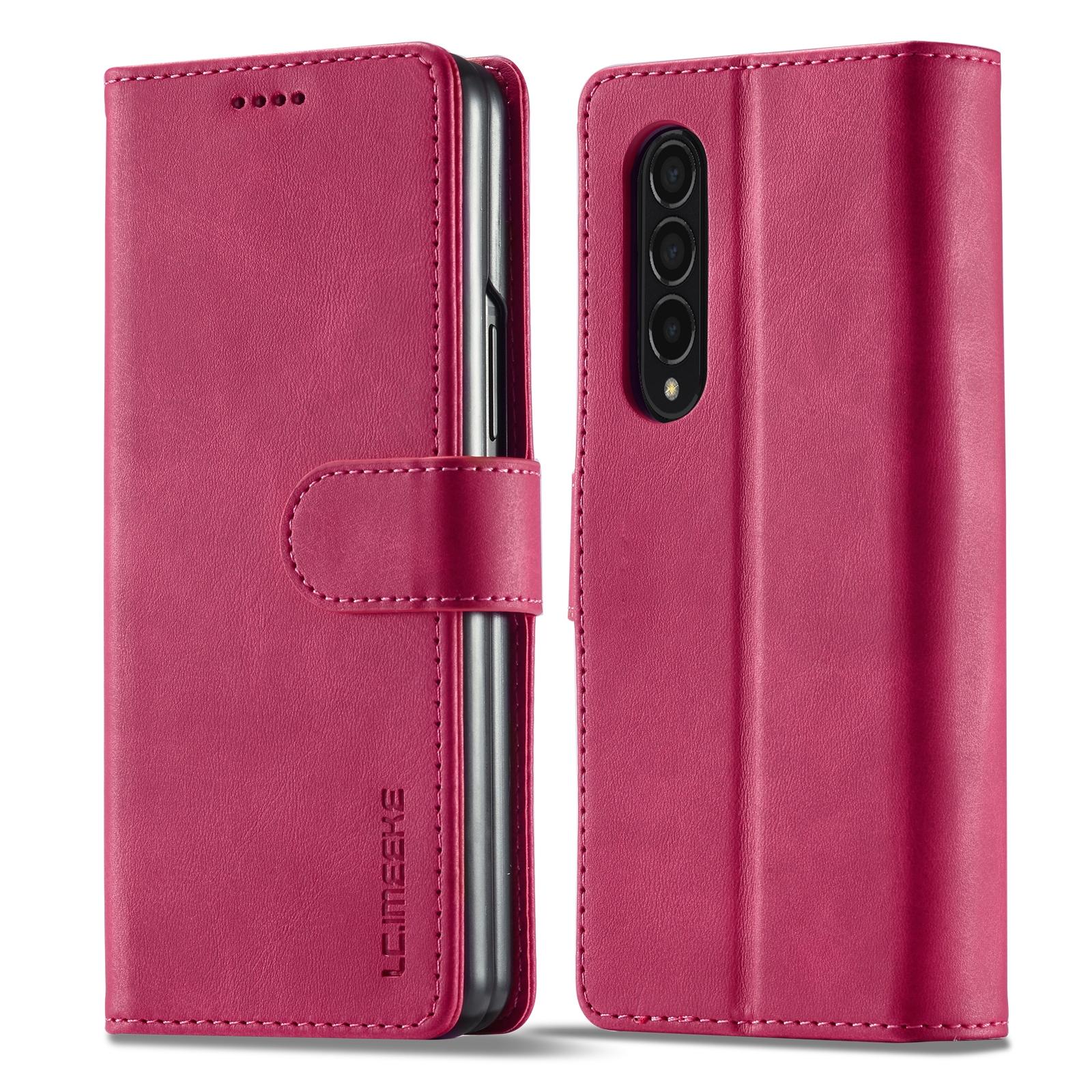 V562-C202781300ADE-202505221930-00 For Samsung Galaxy Z Fold4 5G Calf Leather Phone Case - Red - Image 1