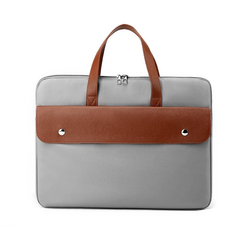 V562-C2061254060DBT-202502282245-00 Stylish Pu Leather Laptop Bag - Briefcase Cover - Grey - 15.6 Inch - Image 1