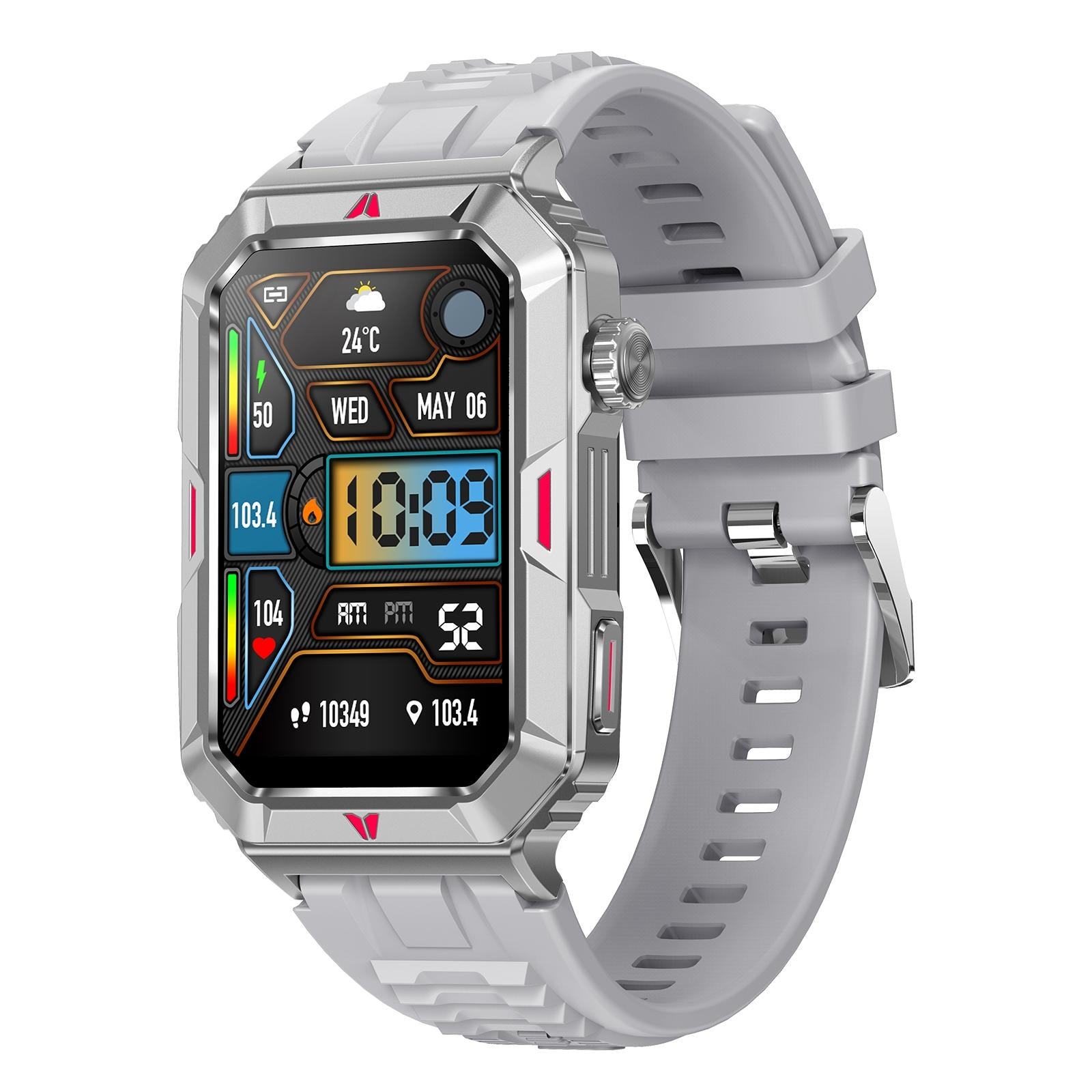 V562-D102488500ADE-202504252137-00 Smart Bracelet With Sleep Detection And Silicone Strap - Bt5.2 - Silver - Image 1