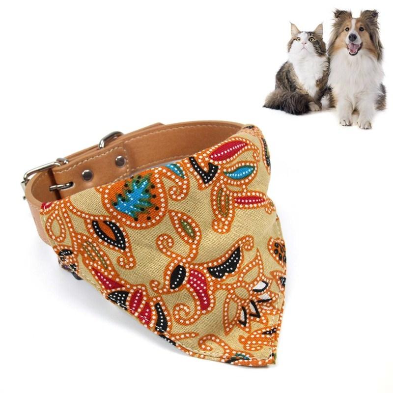 V562-D2061001450DBT-202503201652-00 Cotton Pet Bib Cat Headband Dog Saliva Towel - Size S - Khaki - Image 1