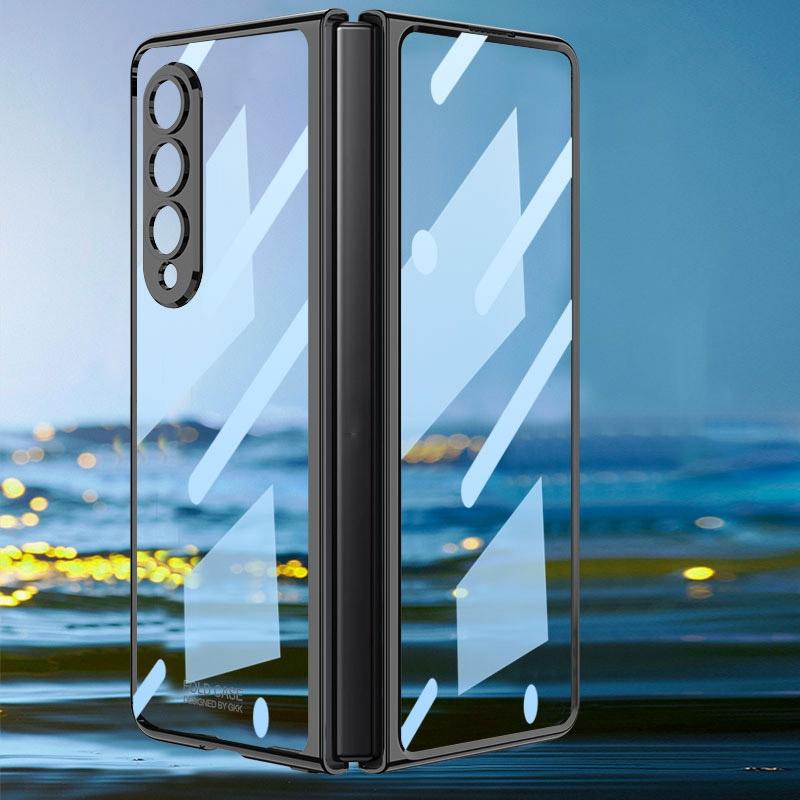 V562-E104006300ADE-202503211340-00 For Samsung Galaxy Z Fold4 5G Full Coverage Electroplated Glass Case - Black - Image 1